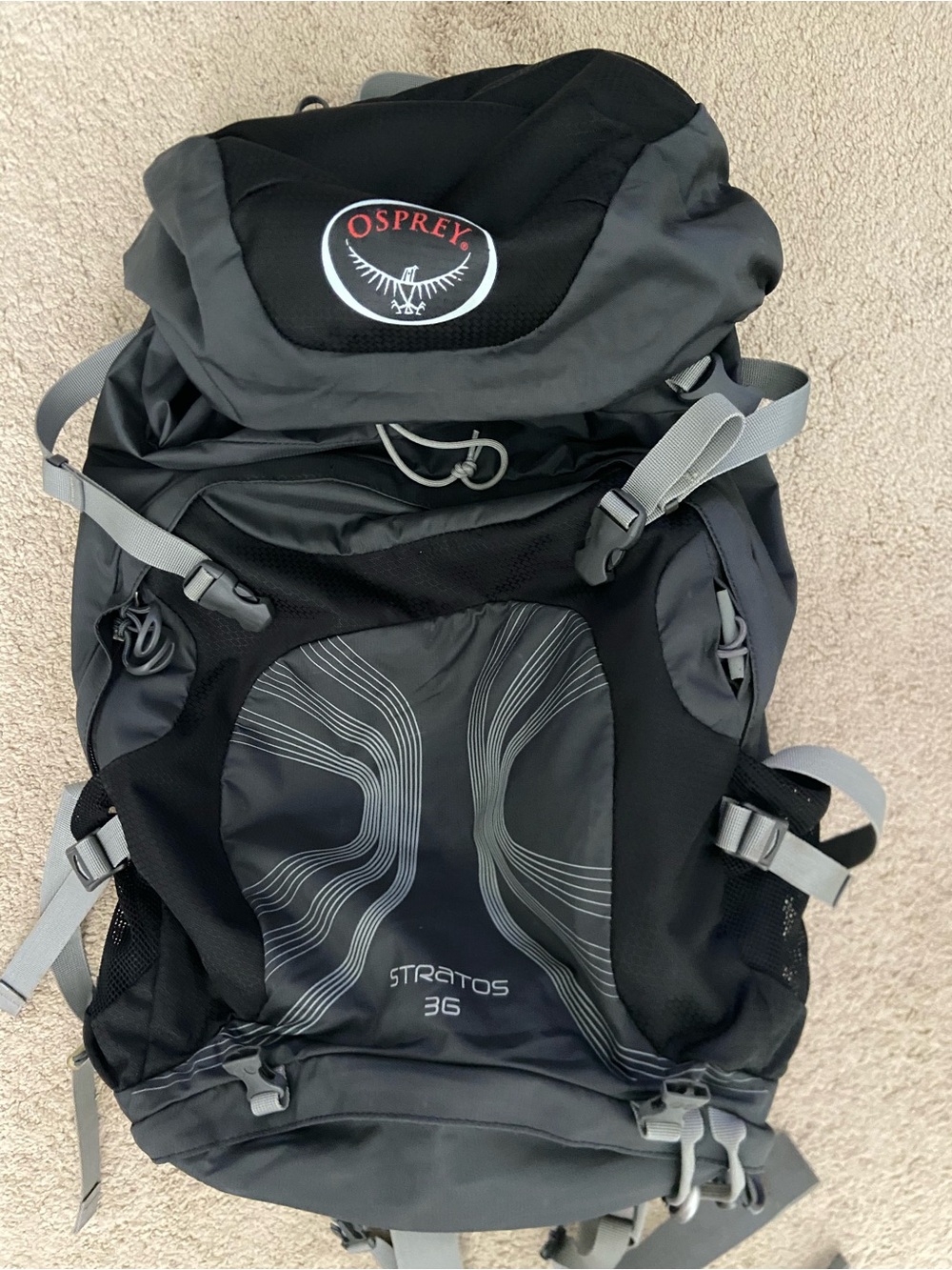 OSPREY Stratos 36 Men's Black and Gray Backpack